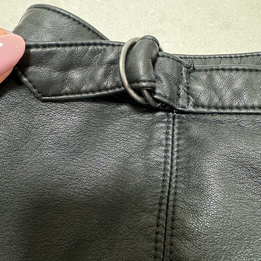 Free People Black Mini Skirt Faux Leather Size 8 - Picture 5 of 12